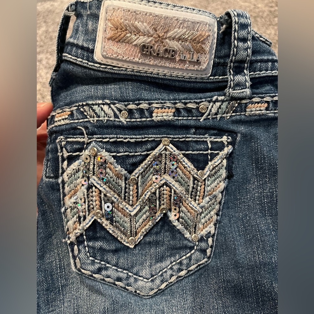 Chevron Bling Pocket Jeans